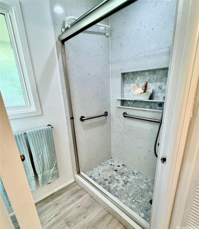 225 Aikane St, Kailua, HI 96734 - bathroom featuring wood finished floors and a stall shower
