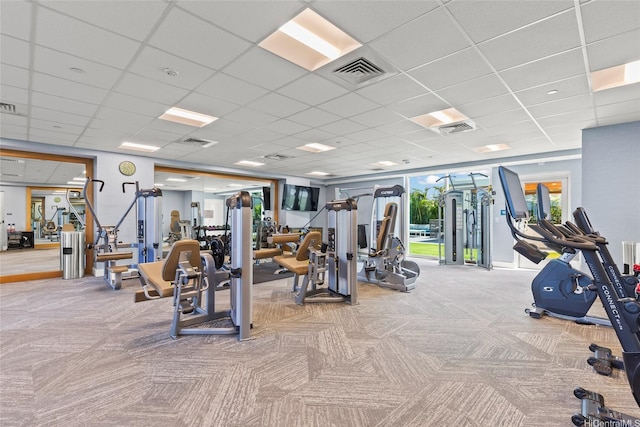 629 Keeaumoku St Unit 2912, Honolulu, HI 96814 - exercise room featuring carpet flooring and a drop ceiling