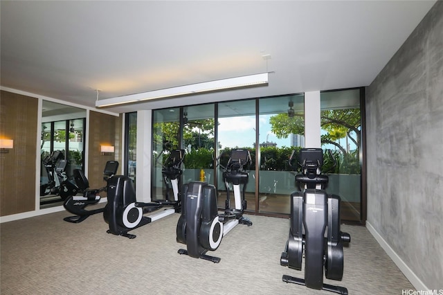 888 Kapiolani Blvd Unit 1512, Honolulu, HI 96813 - workout area with healthy amount of natural light, carpet, and expansive windows