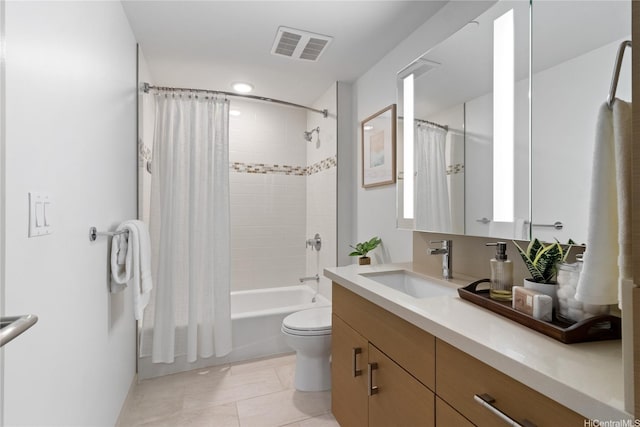 555 S St Unit 3003, Honolulu, HI 96813 - bathroom with vanity, shower / bathtub combination with curtain, and tile patterned flooring