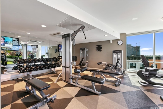 555 S St Unit 3003, Honolulu, HI 96813 - gym featuring expansive windows and recessed lighting