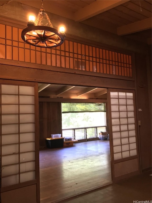 2550 Ipulei Way, Honolulu, HI 96816 - hallway with beamed ceiling and wood finished floors