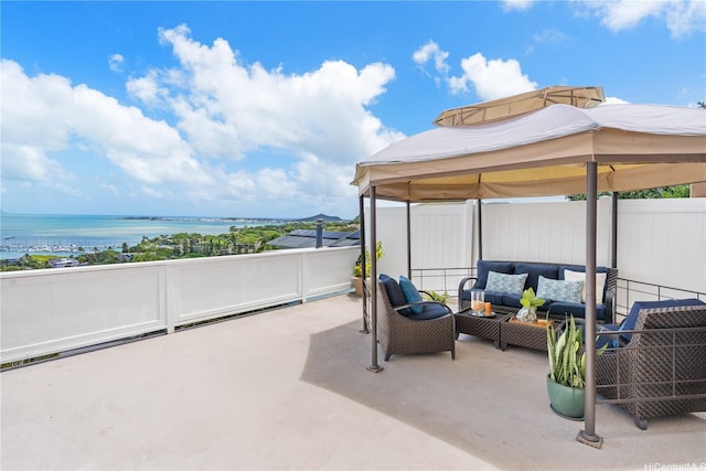 44-97 Kalenakai Pl Unit A, Kaneohe, HI 96744 - view of patio with a gazebo, outdoor lounge area, and a water view