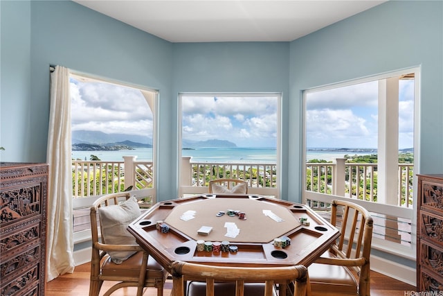 44-97 Kalenakai Pl Unit A, Kaneohe, HI 96744 - playroom featuring a water view and wood finished floors