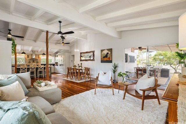 880 Akiu Pl, Kailua, HI 96734 - living area featuring wood finished floors and ceiling fan