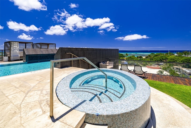 1108 Auahi St Unit 507, Honolulu, HI 96814 - community pool with a hot tub, a patio, and a water view
