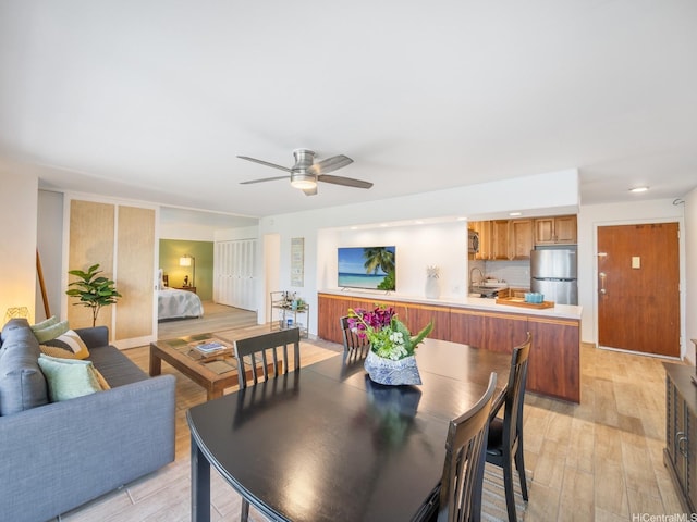 710 Lunalilo St Unit 402, Honolulu, HI 96813 - dining room with ceiling fan, light wood finished floors, and recessed lighting