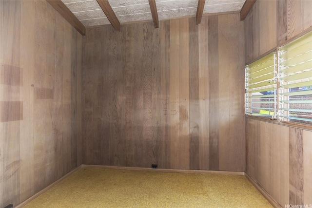1631 Hoohulu St, Pearl City, HI 96782 - spare room featuring wooden walls and beamed ceiling