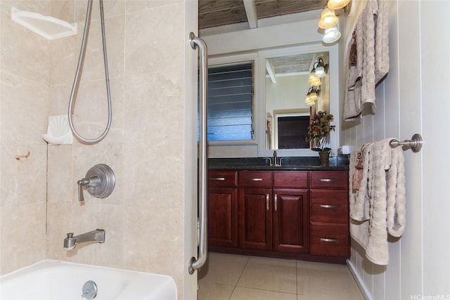 1631 Hoohulu St, Pearl City, HI 96782 - full bath with tile patterned floors,  shower combination, and vanity