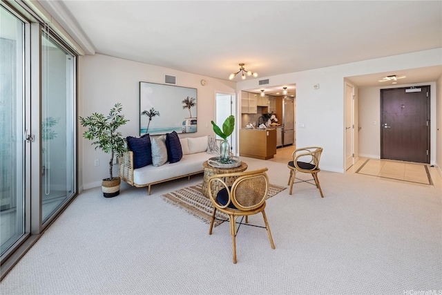 1177 Queen St Unit 4306, Honolulu, HI 96814 - living area with light colored carpet and a chandelier
