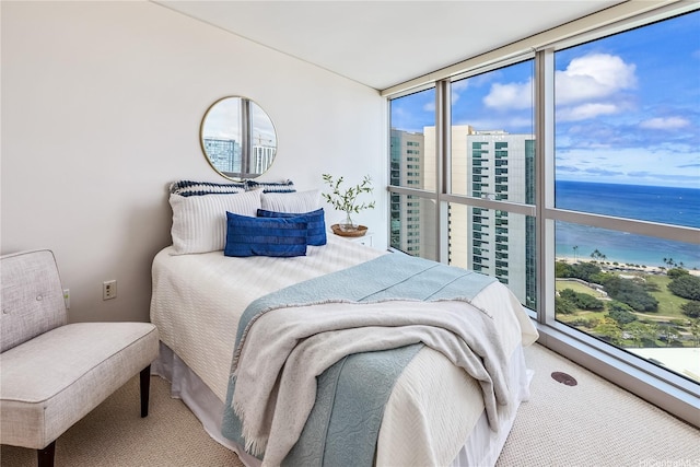1177 Queen St Unit 4306, Honolulu, HI 96814 - bedroom with carpet floors and a water view