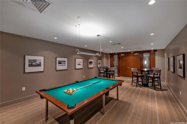 1177 Queen St Unit 4306, Honolulu, HI 96814 - recreation room featuring recessed lighting, billiards table, and carpet flooring