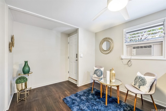 1011-L Alewa Dr, Honolulu, HI 96817 - living area featuring wood finished floors, a ceiling fan, and cooling unit