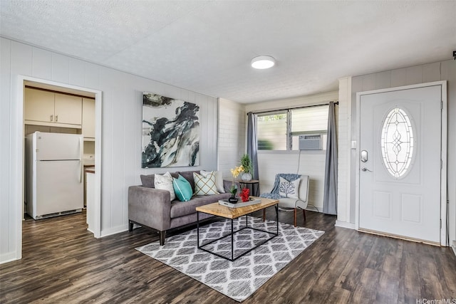 1011-L Alewa Dr, Honolulu, HI 96817 - living area featuring dark wood-style flooring, cooling unit, and a textured ceiling