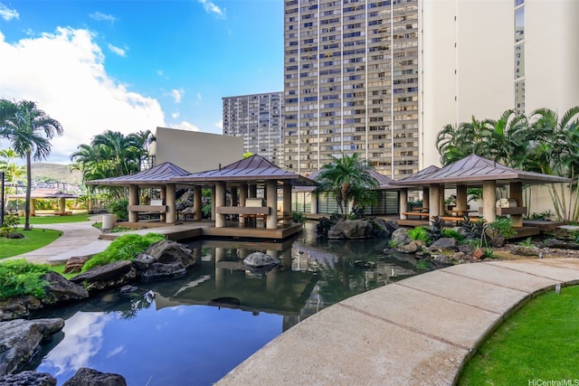 1212 Nuuanu Ave Unit 2509, Honolulu, HI 96817 - view of swimming pool with a gazebo and a small pond