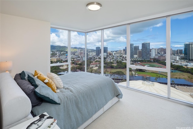 888 Kapiolani Blvd Unit 2703, Honolulu, HI 96813 - bedroom featuring a skyline view, carpet, and expansive windows