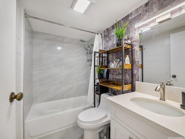 95-31 Kuahelani Ave Unit 439, Mililani, HI 96789 - full bath with shower / bath combo with shower curtain, vanity, toilet, and tile patterned floors