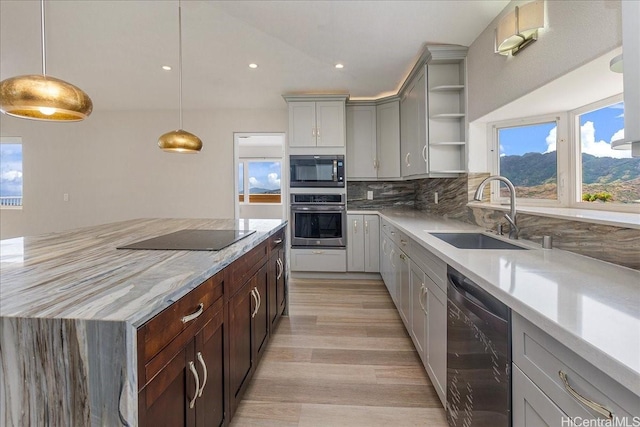 1062 Hoa St, Honolulu, HI 96825 - kitchen featuring appliances with stainless steel finishes, a sink, plenty of natural light, open shelves, and recessed lighting