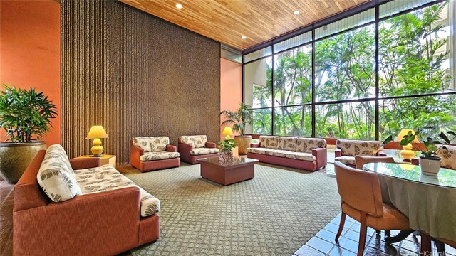 2121 Ala Wai Blvd Unit 1603, Honolulu, HI 96815 - lobby featuring a high ceiling and wood ceiling