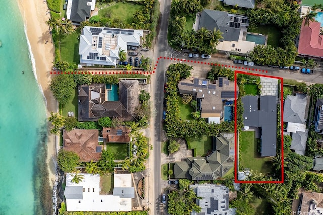 114 Kaelepulu Dr, Kailua, HI 96734 - aerial view of residential area with property parcel outlined and a pool