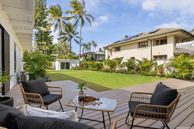 114 Kaelepulu Dr, Kailua, HI 96734 - deck with a lawn and an outdoor living space