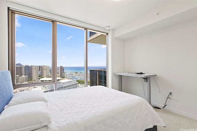 1388 Kapiolani Blvd Unit 3701, Honolulu, HI 96814 - carpeted bedroom with a water view and baseboards