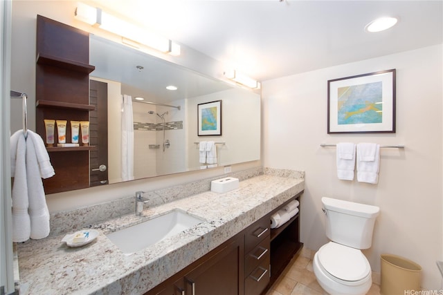 1777 Ala Moana Blvd Unit 2430, Honolulu, HI 96815 - full bathroom with vanity, a shower with curtain, toilet, and recessed lighting