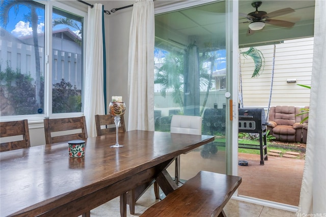 91-1152 Paapaana St, Ewa Beach, HI 96706 - dining area featuring a ceiling fan, healthy amount of natural light, and light tile patterned floors