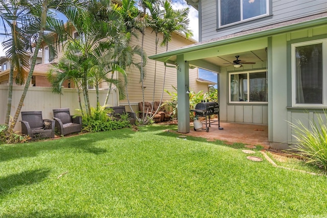 91-1152 Paapaana St, Ewa Beach, HI 96706 - view of yard with ceiling fan and a patio area