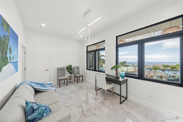 123 Waihili Pl, Honolulu, HI 96825 - living room featuring light marble finish floors and recessed lighting