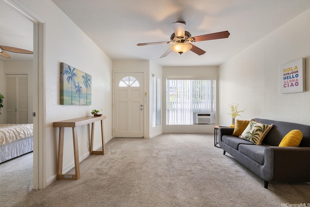 492 Mananai Pl Unit 13E, Honolulu, HI 96818 - foyer featuring a ceiling fan, carpet flooring, and baseboards