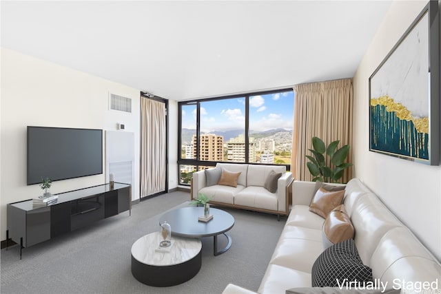 229 Paoakalani Ave Unit 1501, Honolulu, HI 96815 - living room with carpet and floor to ceiling windows