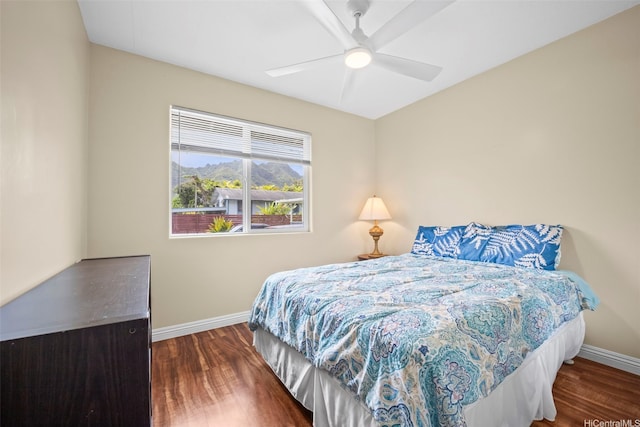 53-388 Kamehameha Hwy, Hauula, HI 96717 - bedroom featuring baseboards, wood finished floors, and ceiling fan
