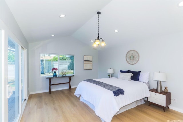 98-1027 Palula Way, Aiea, HI 96701 - bedroom with a chandelier, lofted ceiling, light wood finished floors, and recessed lighting