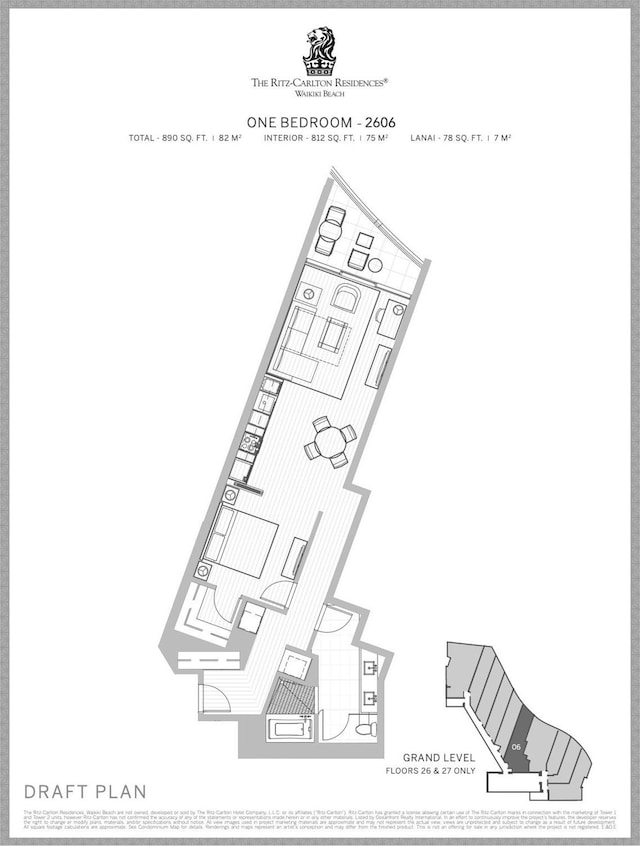 2139 Kuhio Ave Unit D2606, Honolulu, HI 96815 - property floor plan