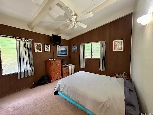 661 Iliaina St, Kailua, HI 96734 - carpeted bedroom featuring wood walls and ceiling fan