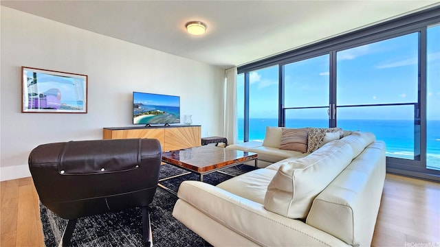 1108 Auahi St Unit 3201, Honolulu, HI 96814 - living room with wood finished floors and baseboards