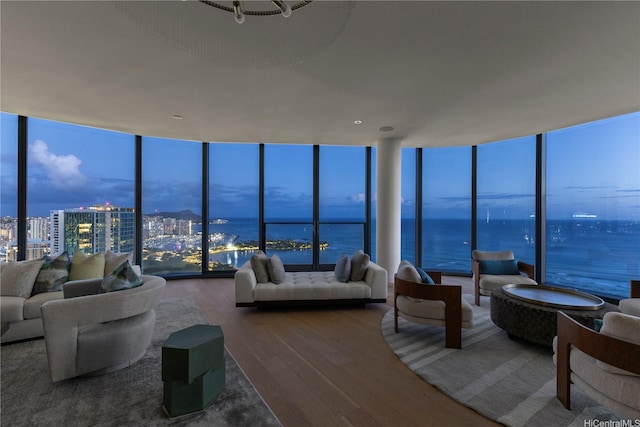 1108 Auahi St Unit 3800, Honolulu, HI 96814 - living room with wood finished floors and floor to ceiling windows