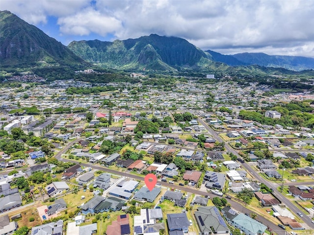 45-420 Pua Makahala St, Kaneohe, HI 96744 - aerial overview of property's location with a mountainous background