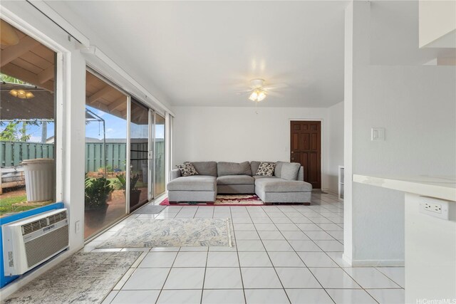 94-1183 Kipaa Pl Unit 14C, Waipahu, HI 96797 - living room with ceiling fan and light tile patterned flooring