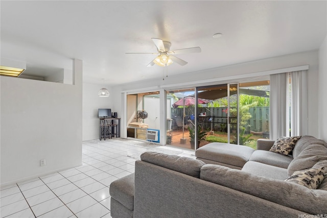 94-1183 Kipaa Pl Unit 14C, Waipahu, HI 96797 - tiled living area featuring a ceiling fan