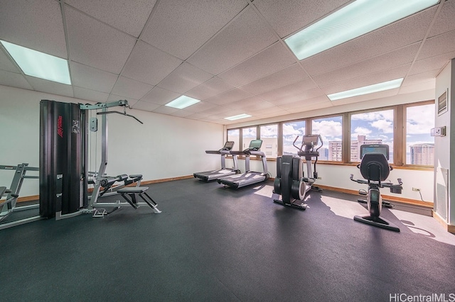 400 Hobron Ln Unit 1609, Honolulu, HI 96815 - workout area featuring baseboards and a drop ceiling