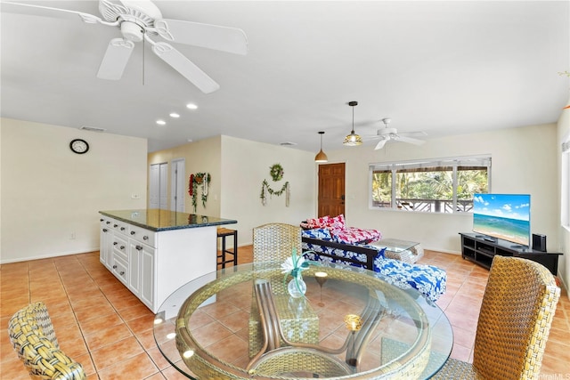 58-292 Kamehameha Hwy, Haleiwa, HI 96712 - dining space featuring ceiling fan, light tile patterned flooring, and recessed lighting