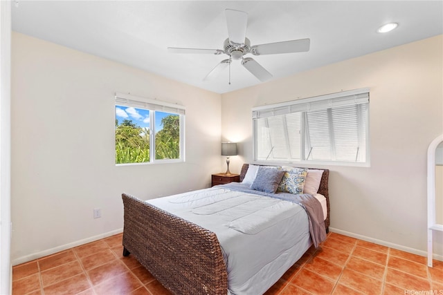 58-292 Kamehameha Hwy, Haleiwa, HI 96712 - bedroom featuring light tile patterned floors, ceiling fan, and recessed lighting