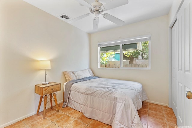 58-292 Kamehameha Hwy, Haleiwa, HI 96712 - bedroom with a closet, light tile patterned floors, and a ceiling fan