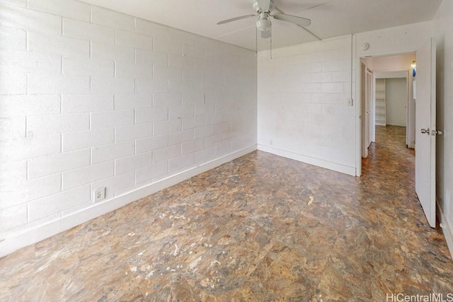 1016 Ehoeho Ave Unit 208, Wahiawa, HI 96786 - unfurnished room featuring a ceiling fan and concrete block wall