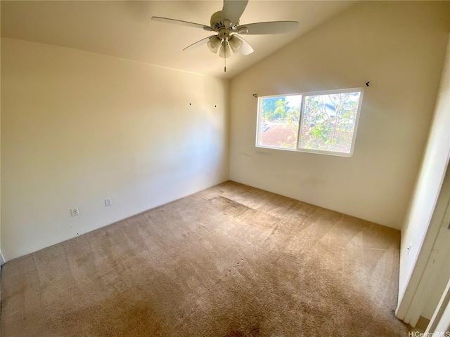 91-1008 Kaiopua St Unit M2, Ewa Beach, HI 96706 - carpeted empty room featuring a ceiling fan and vaulted ceiling