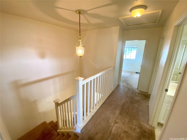 91-1008 Kaiopua St Unit M2, Ewa Beach, HI 96706 - hallway featuring an upstairs landing, carpet floors, and attic access