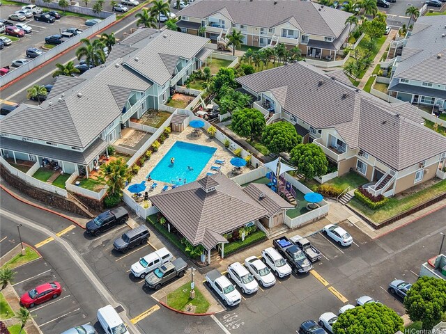 94-1467 Waipio Uka St Unit T103, Waipahu, HI 96797 - aerial view of residential area featuring a pool