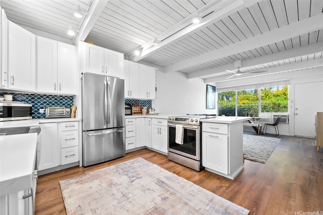 4130 Keanu St Unit 4, Honolulu, HI 96816 - kitchen featuring stainless steel appliances, light countertops, tasteful backsplash, white cabinetry, and track lighting